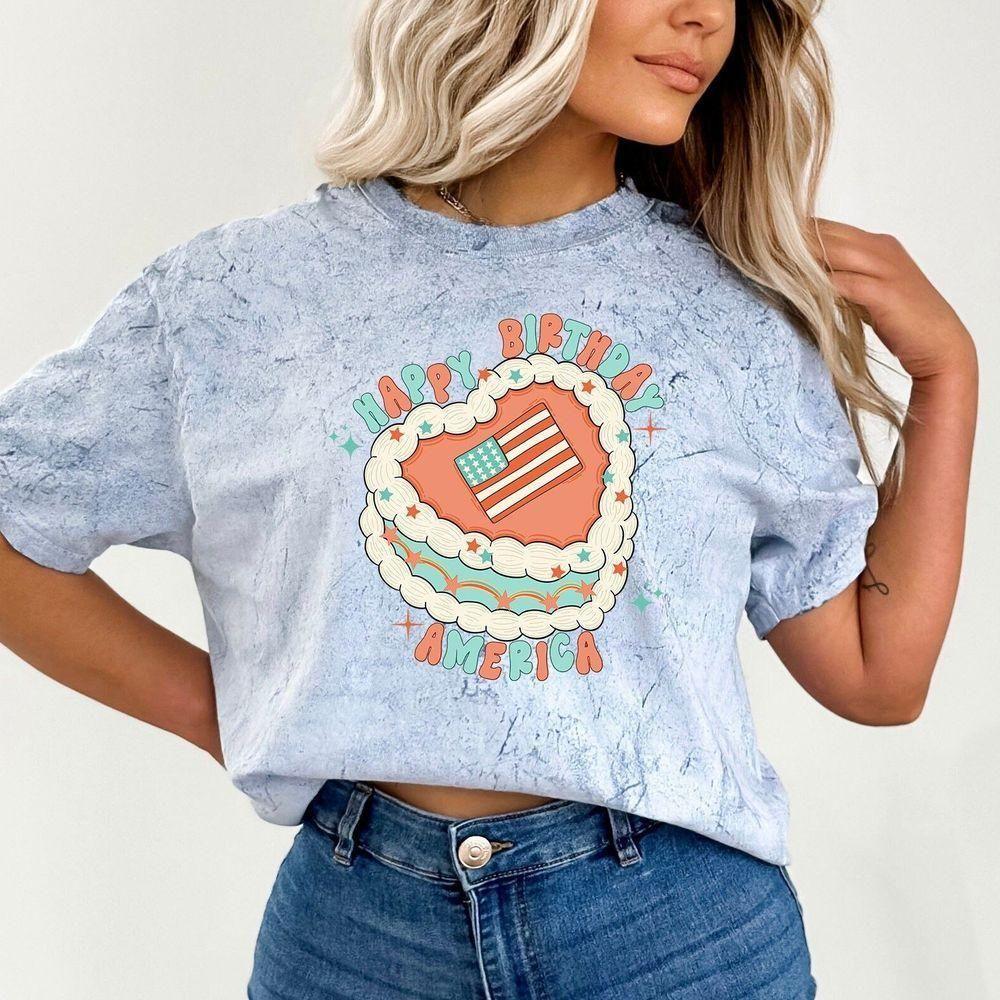 Retro Happy Birthday America Tie Dye Vuitino Shirt